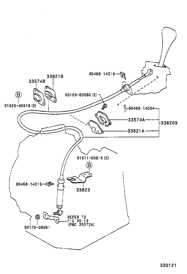 33823-16050 BRACKET, TRANSMISSION CONTROL CABLE, NO.1 product image