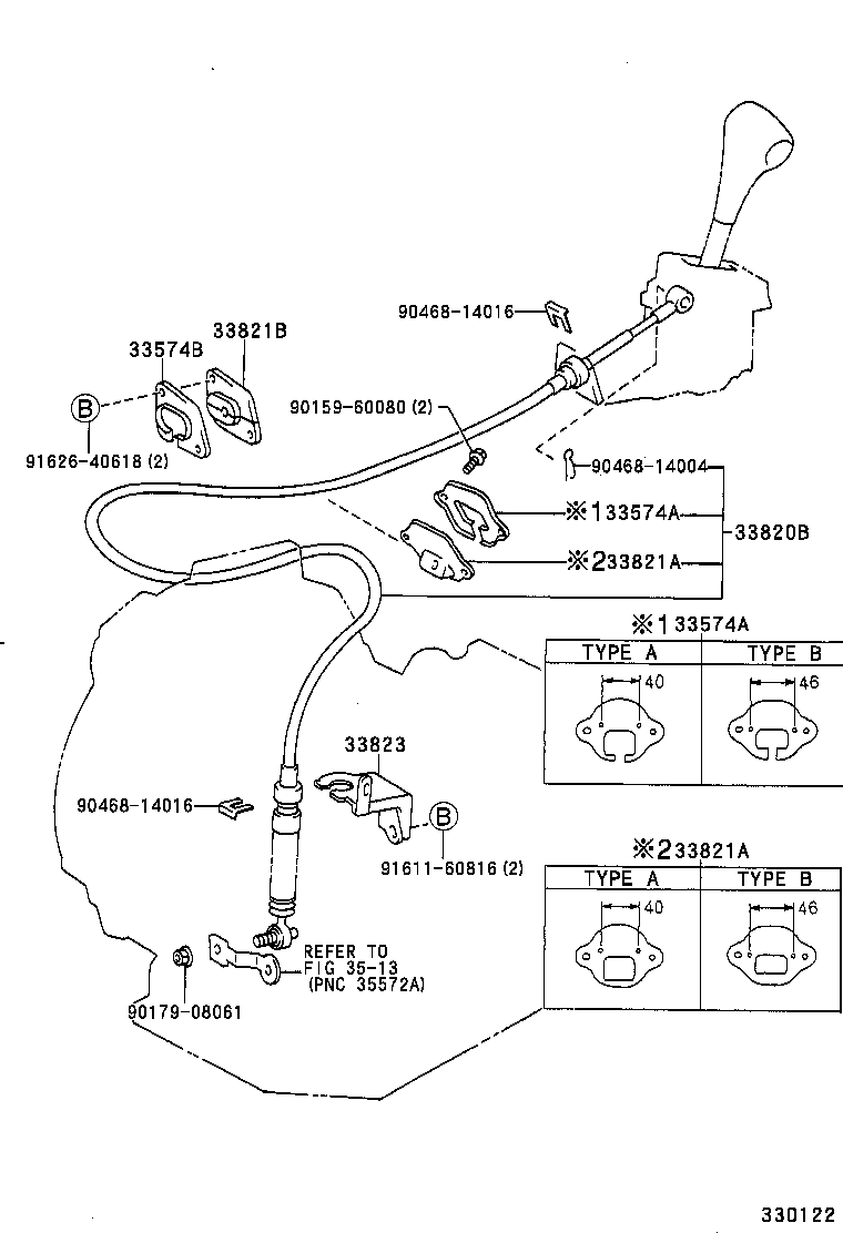 33823-16050 BRACKET, TRANSMISSION CONTROL CABLE, NO.1 product image
