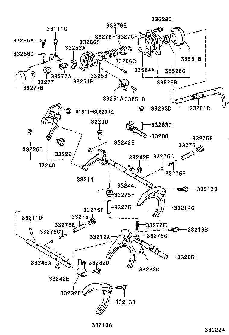 33205-12022 SHAFT SUB-ASSY, GEAR SHIFT FORK, NO.1 product image