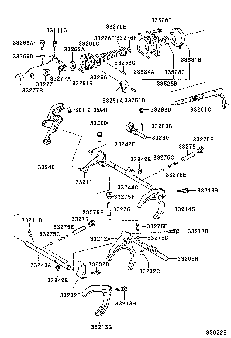 33205-12022 SHAFT SUB-ASSY, GEAR SHIFT FORK, NO.1 product image