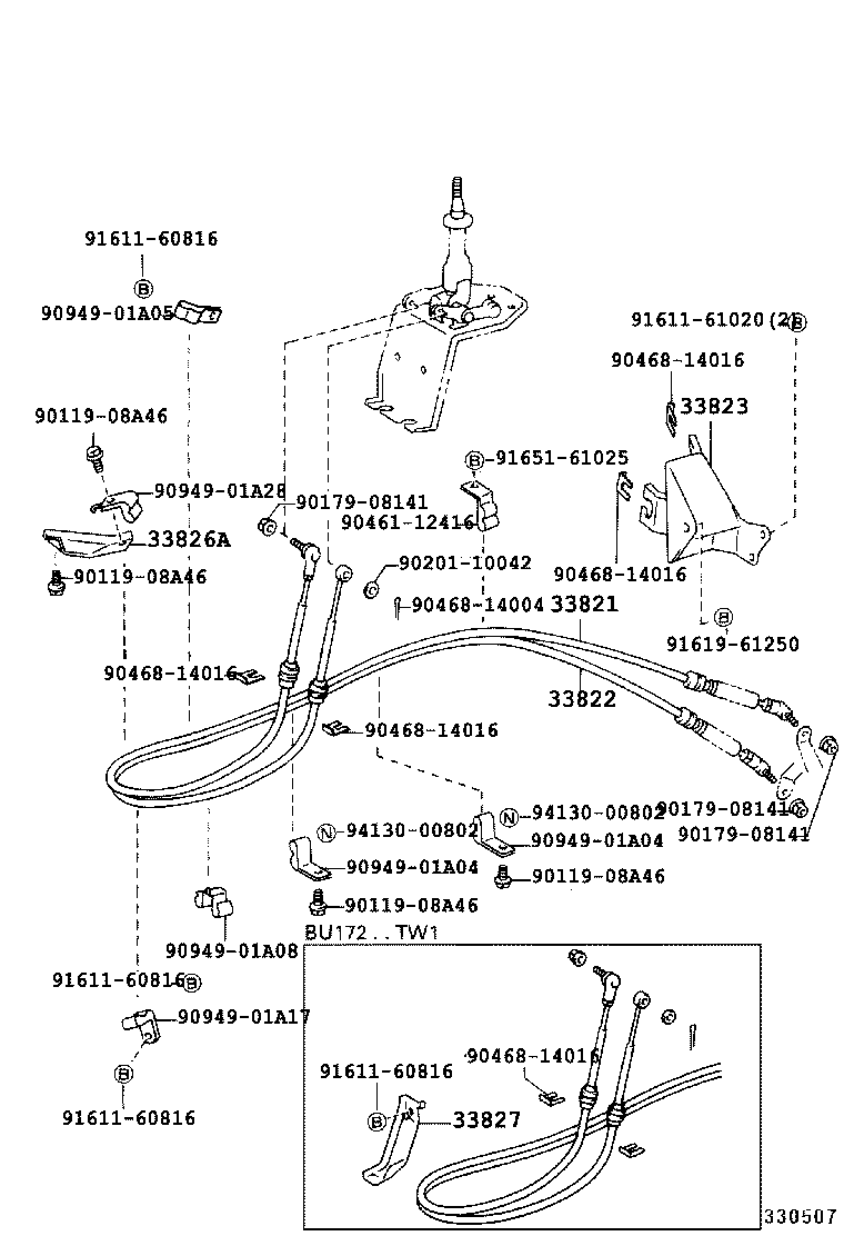 33570-37010 RETAINER SUB-ASSY, CONTROL SHIFT LEVER (FOR FLOOR SHIFT) product image