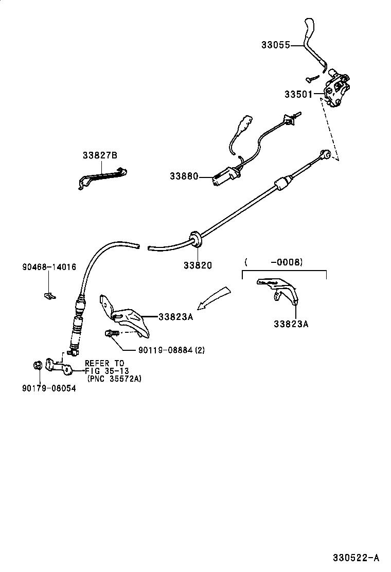 33501-08010 SHAFT SUB-ASSY, CONTROL (FOR COLUMN SHIFT) product image