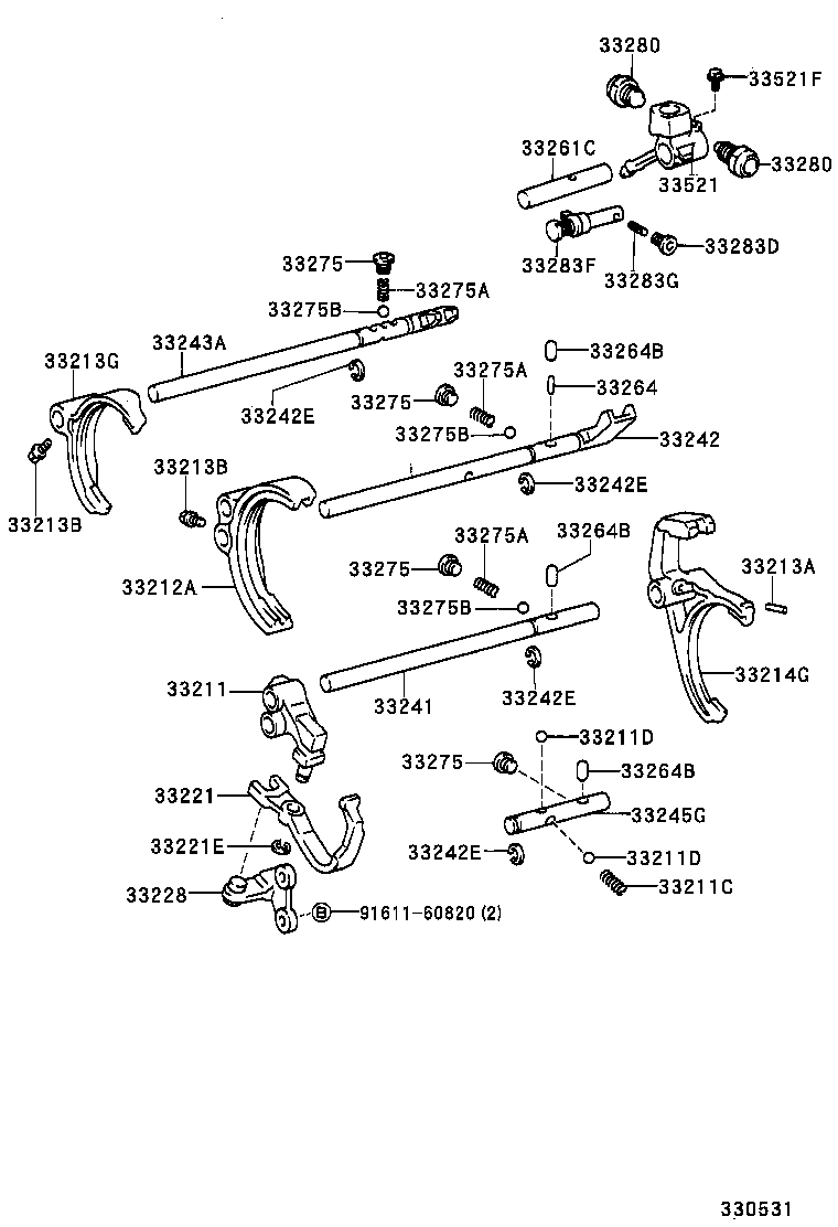 33242-60050 SHAFT, GEAR SHIFT FORK, NO.1 product image