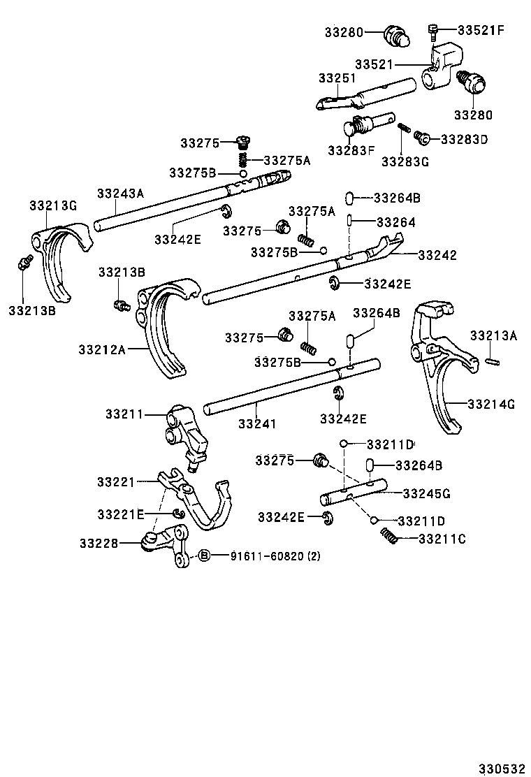 33242-60050 SHAFT, GEAR SHIFT FORK, NO.1 product image
