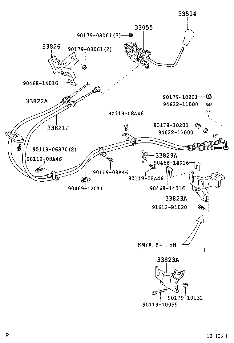 33504-27030 KNOB SUB-ASSY, SHIFT LEVER (FOR COLUMN SHIFT) product image