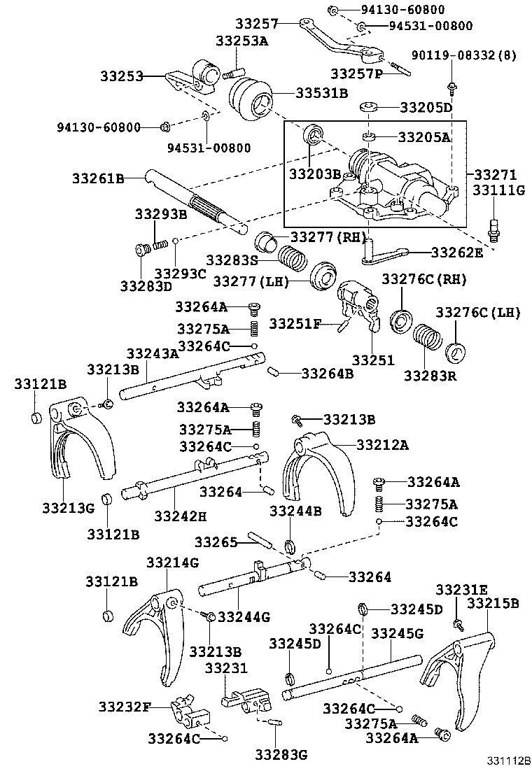 33203-36010 SHAFT SUB-ASSY, SHIFT LEVER, NO.1 product image
