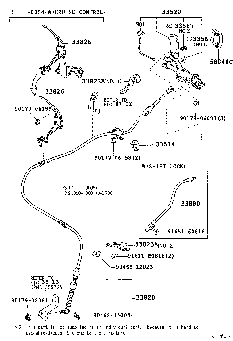33820-28360 CABLE ASSY, TRANSMISSION CONTROL (FOR COLUMN SHIFT) product image