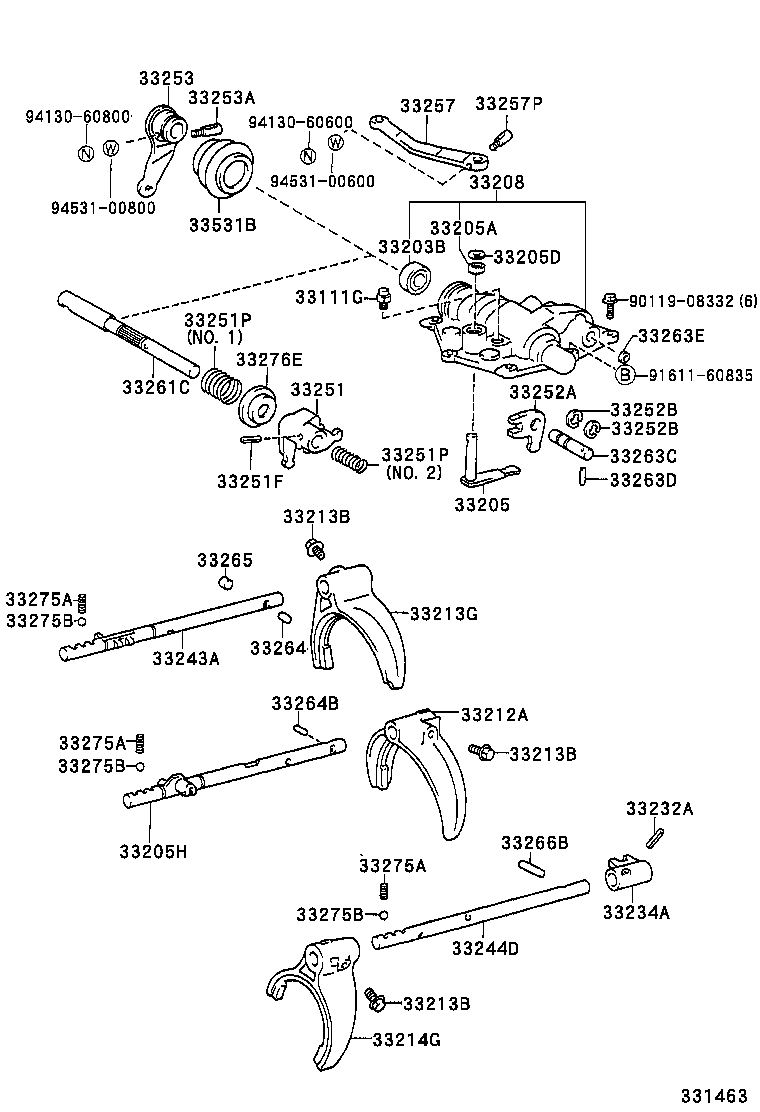 33244-36050 SHAFT, GEAR SHIFT FORK, NO.3 product image