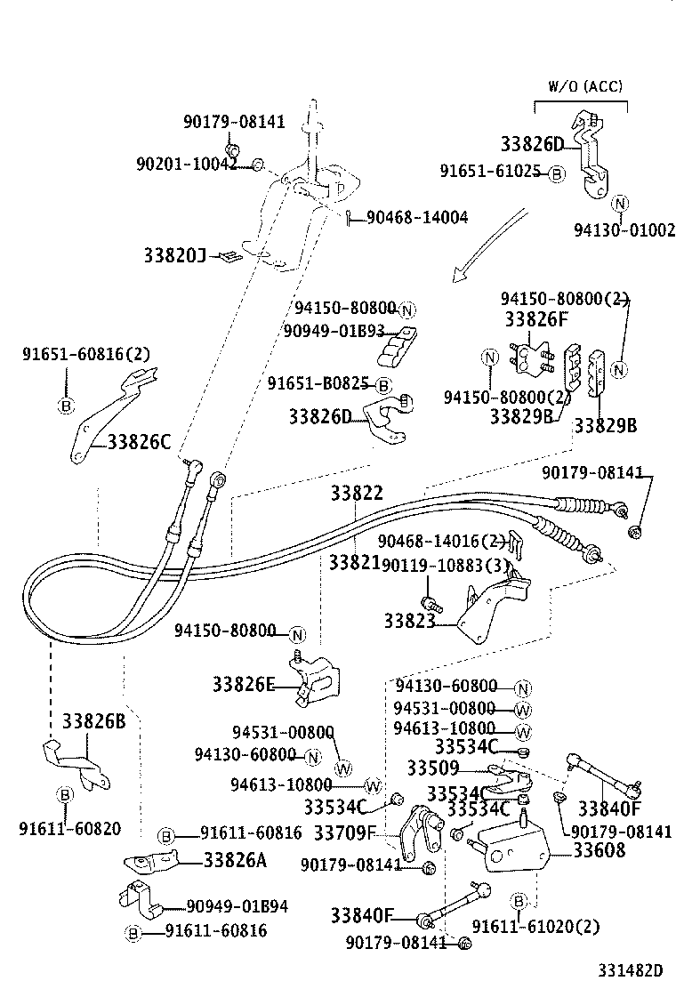 33823-37360 BRACKET, TRANSMISSION CONTROL CABLE, NO.1 product image