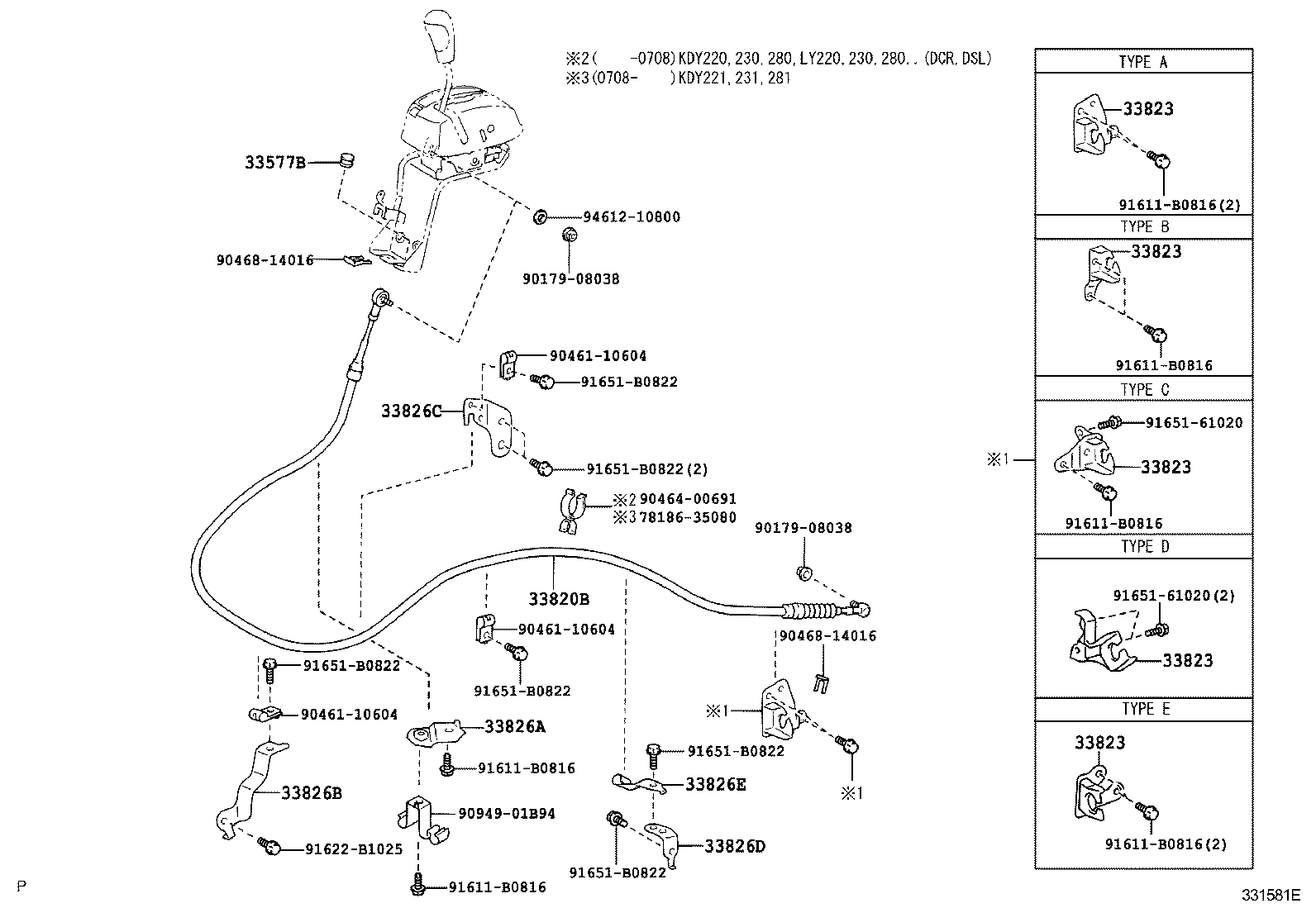 33804-25010 BRACKET, TRANSMISSION CONTROL CABLE, NO.1 product image