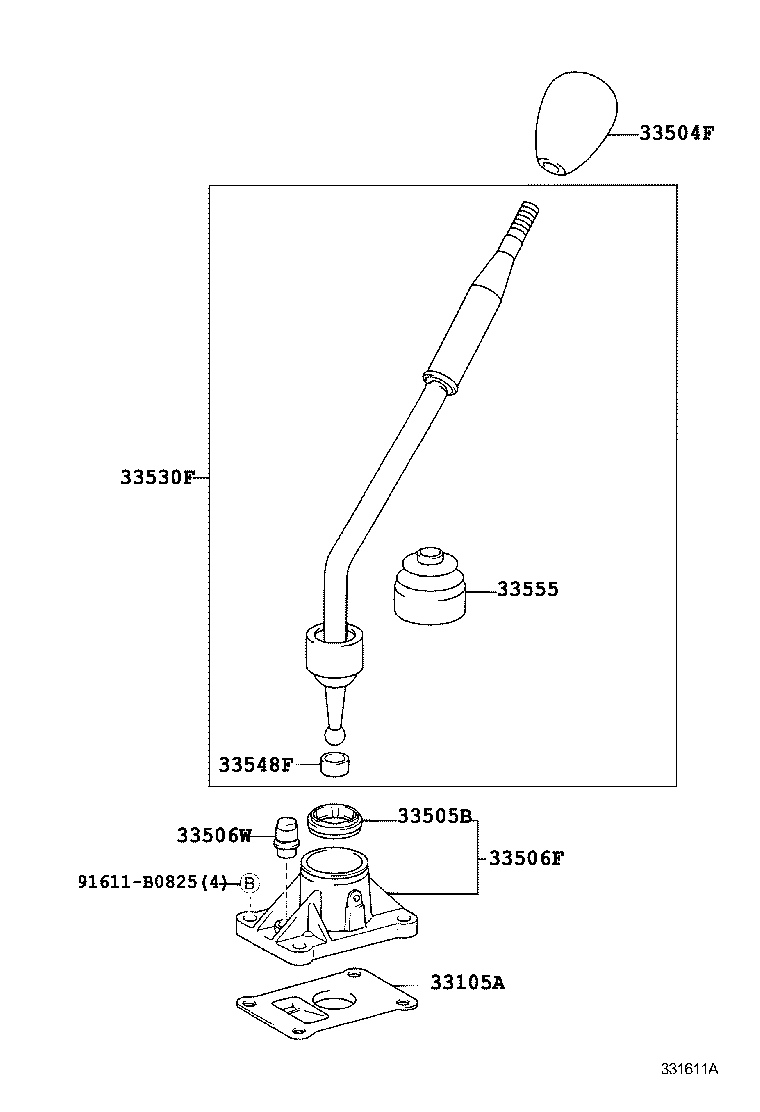 33055-35040 LEVER ASSY, SHIFT (FOR FLOOR SHIFT) product image