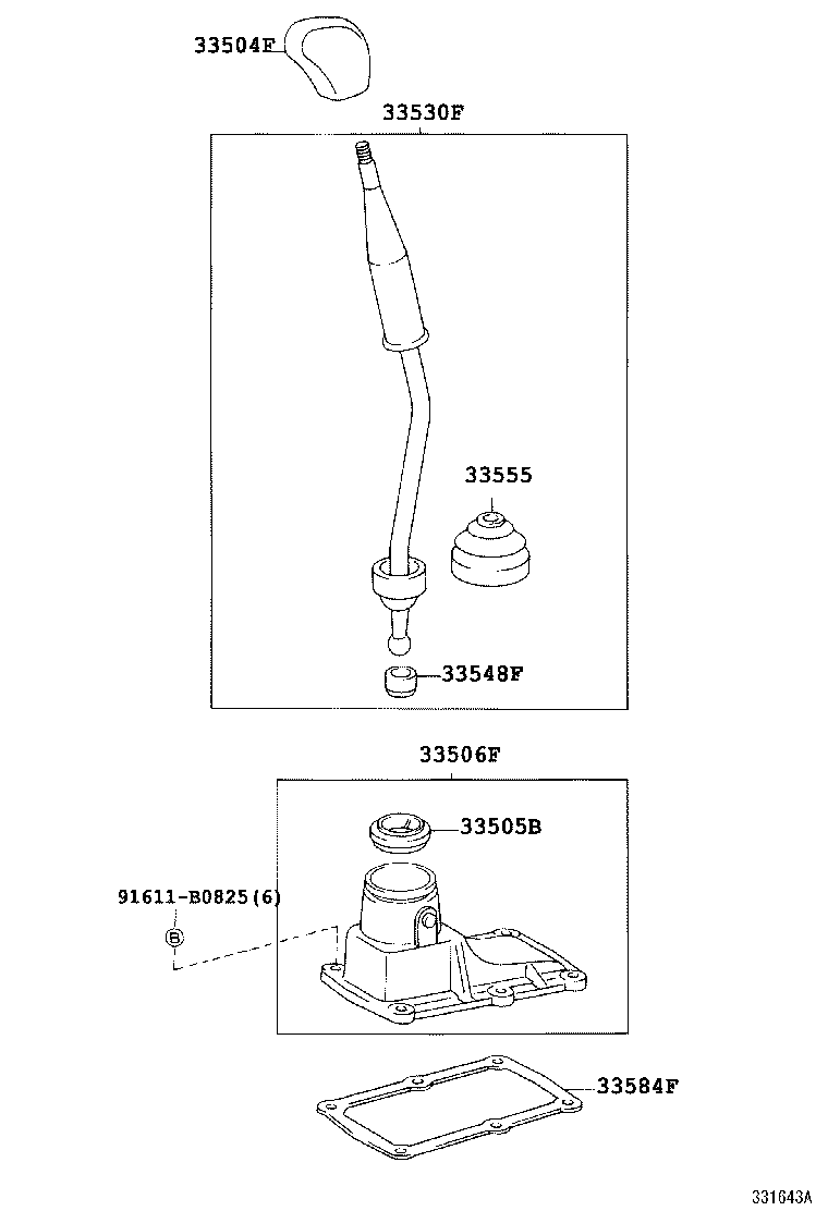 33530-26110 LEVER ASSY, SHIFT (FOR FLOOR SHIFT) product image