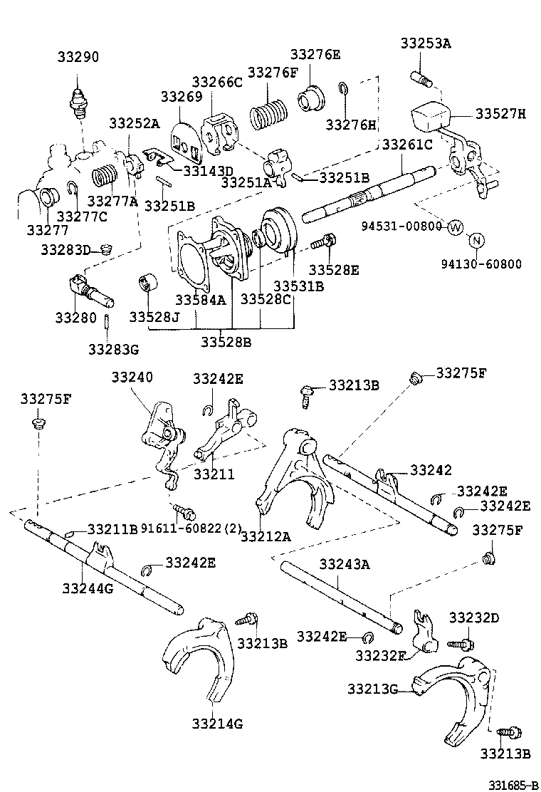 33252-20051 LEVER, SHIFT, INNER NO.2 product image