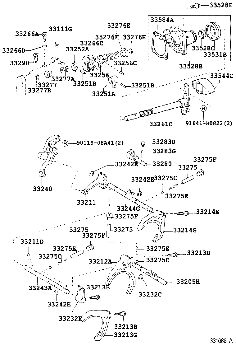 33252-20051 LEVER, SHIFT, INNER NO.2 product image