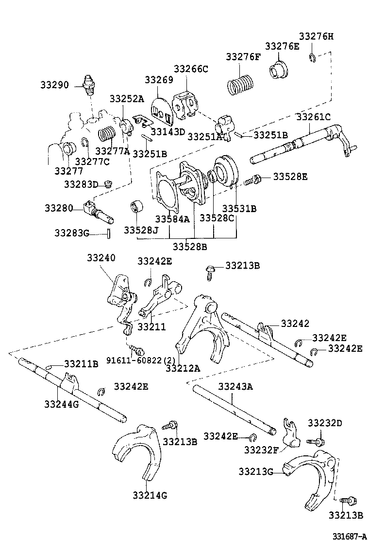 33252-20051 LEVER, SHIFT, INNER NO.2 product image