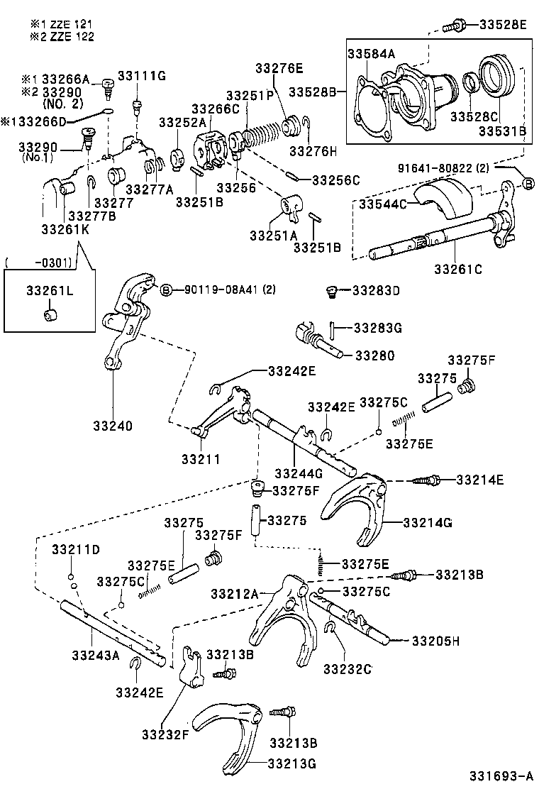 33261-12131 SHAFT, SHIFT & SELECT LEVER product image