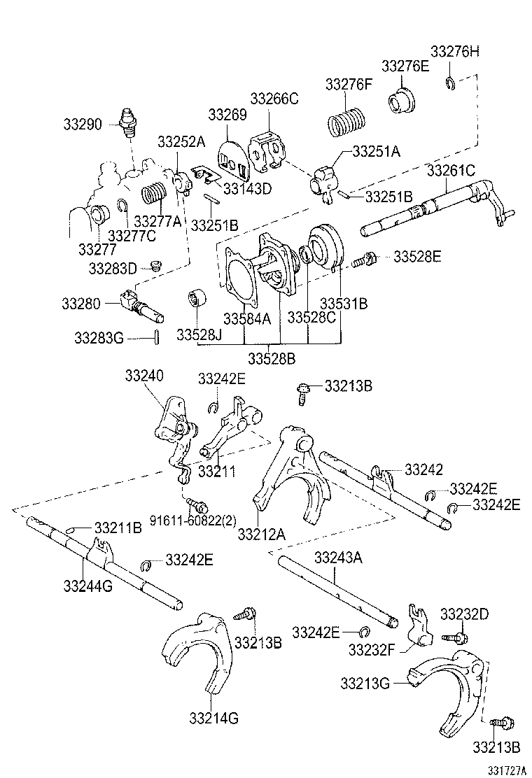 33242-42010 SHAFT, GEAR SHIFT FORK, NO.1 product image