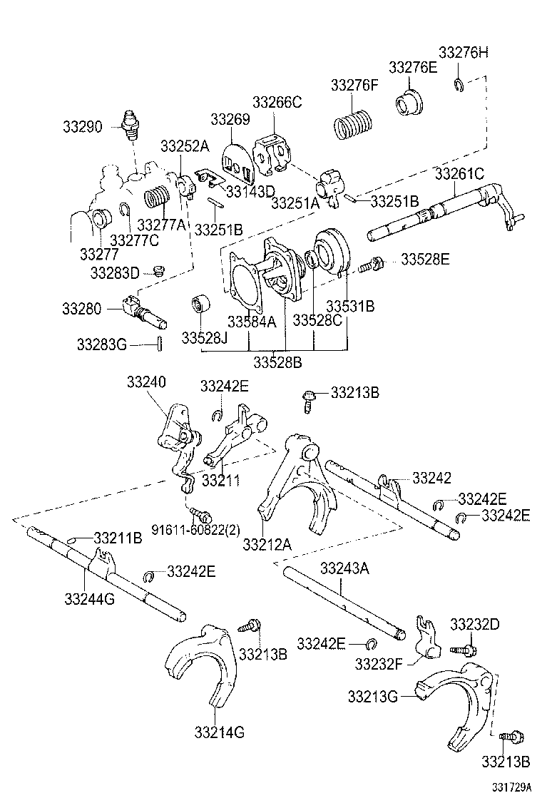 33242-42010 SHAFT, GEAR SHIFT FORK, NO.1 product image