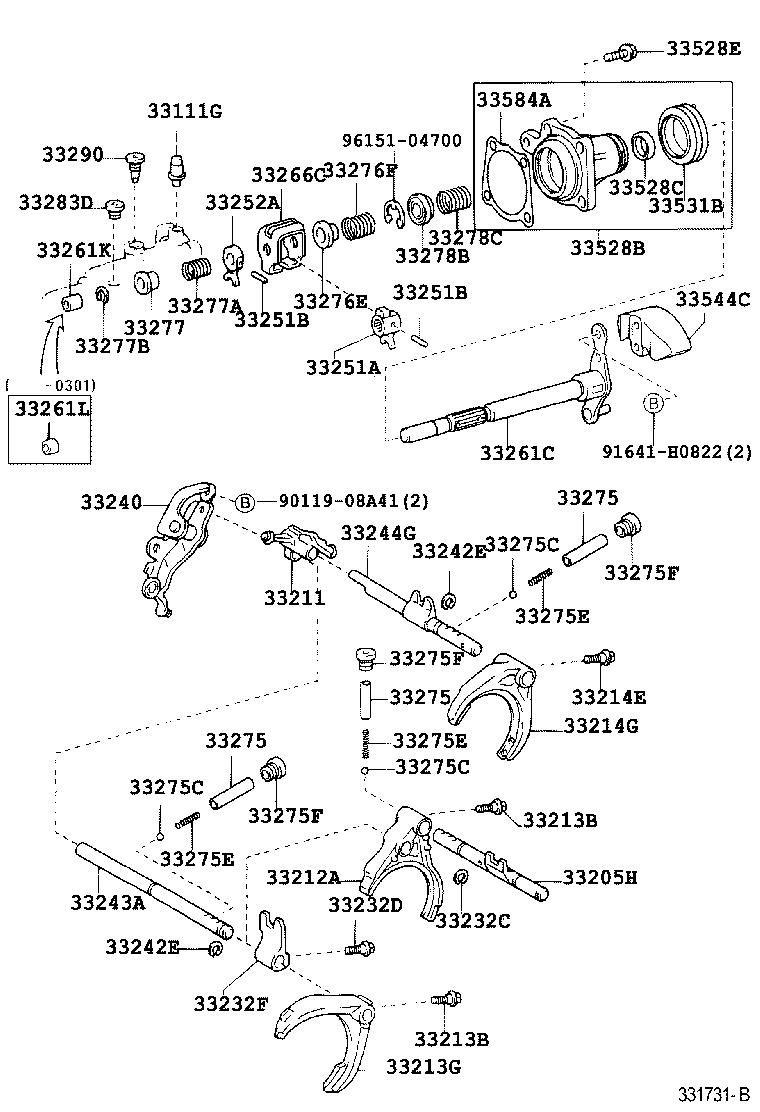 33242-42010 SHAFT, GEAR SHIFT FORK, NO.1 product image