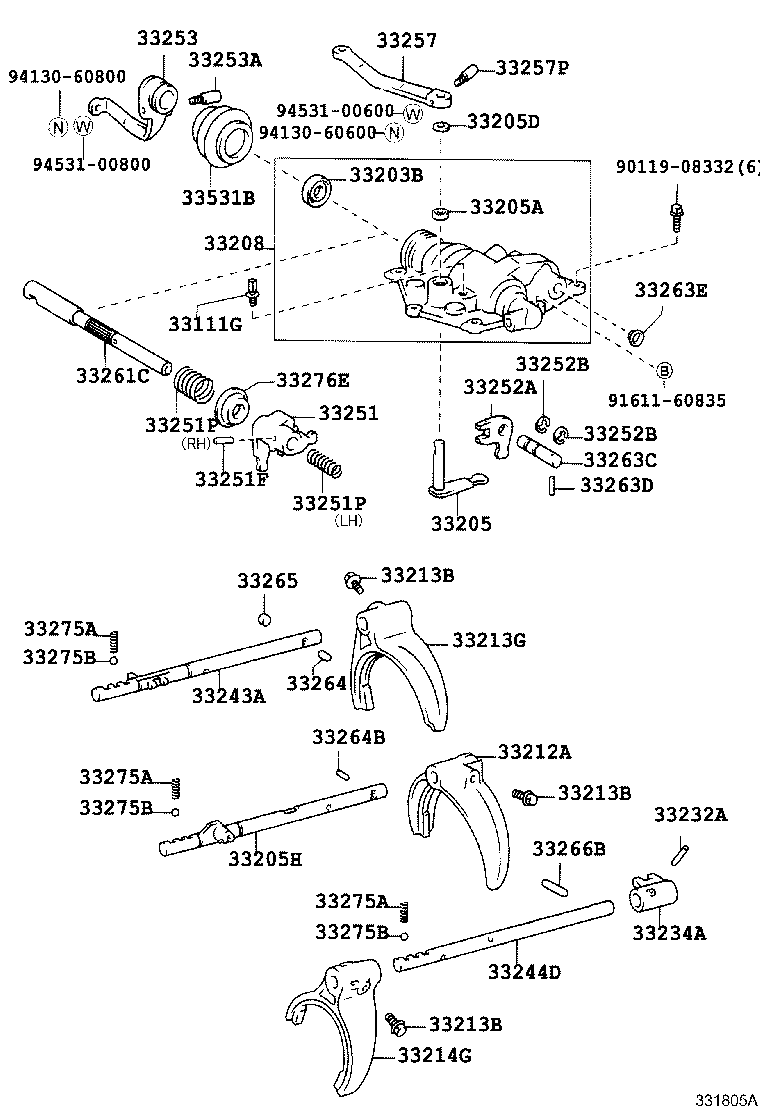 33203-36010 SHAFT SUB-ASSY, SHIFT LEVER, NO.1 product image
