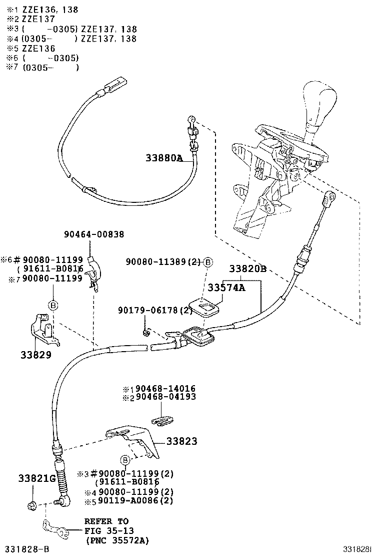 33823-02080 BRACKET, TRANSMISSION CONTROL CABLE, NO.1 product image