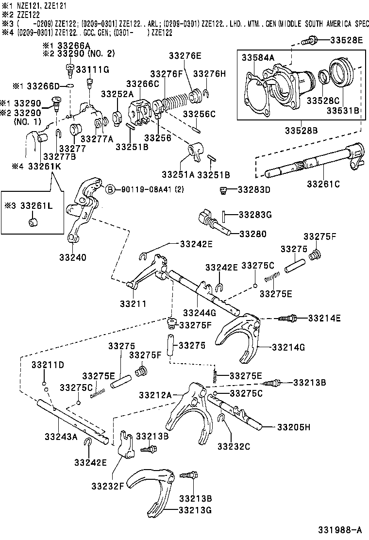 33250-12182 SHAFT ASSY, SHIFT & SELECT LEVER product image