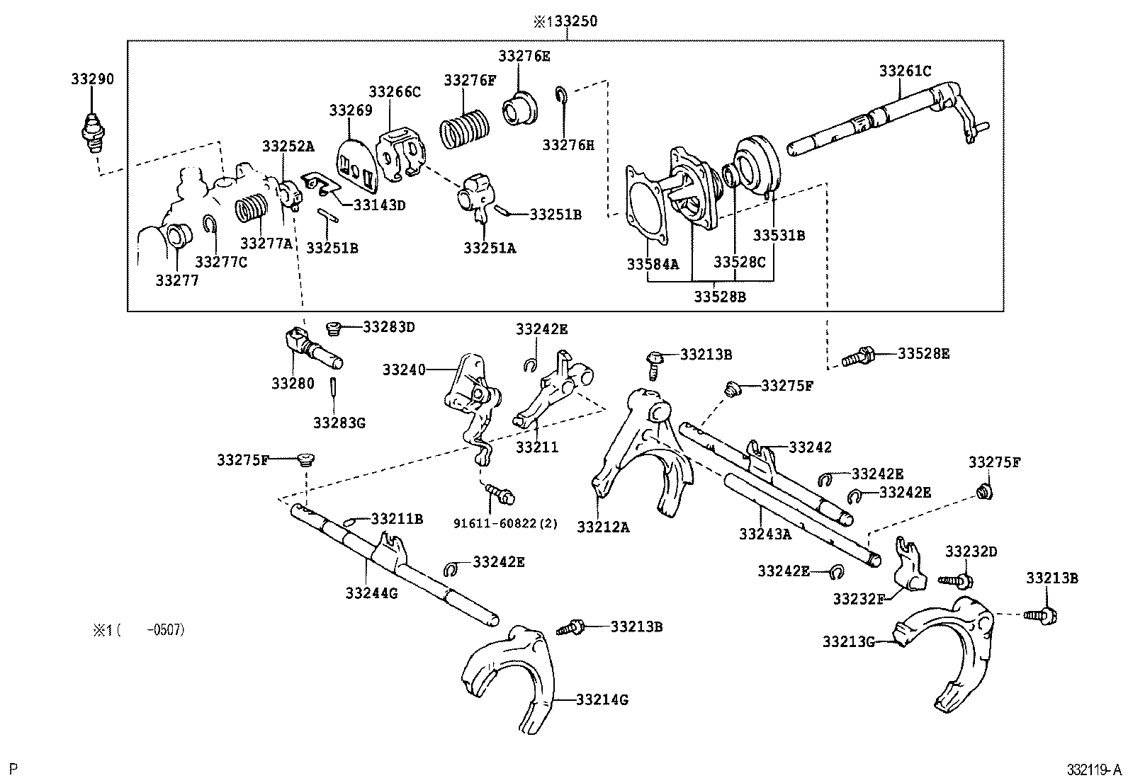 33250-12182 SHAFT ASSY, SHIFT & SELECT LEVER product image