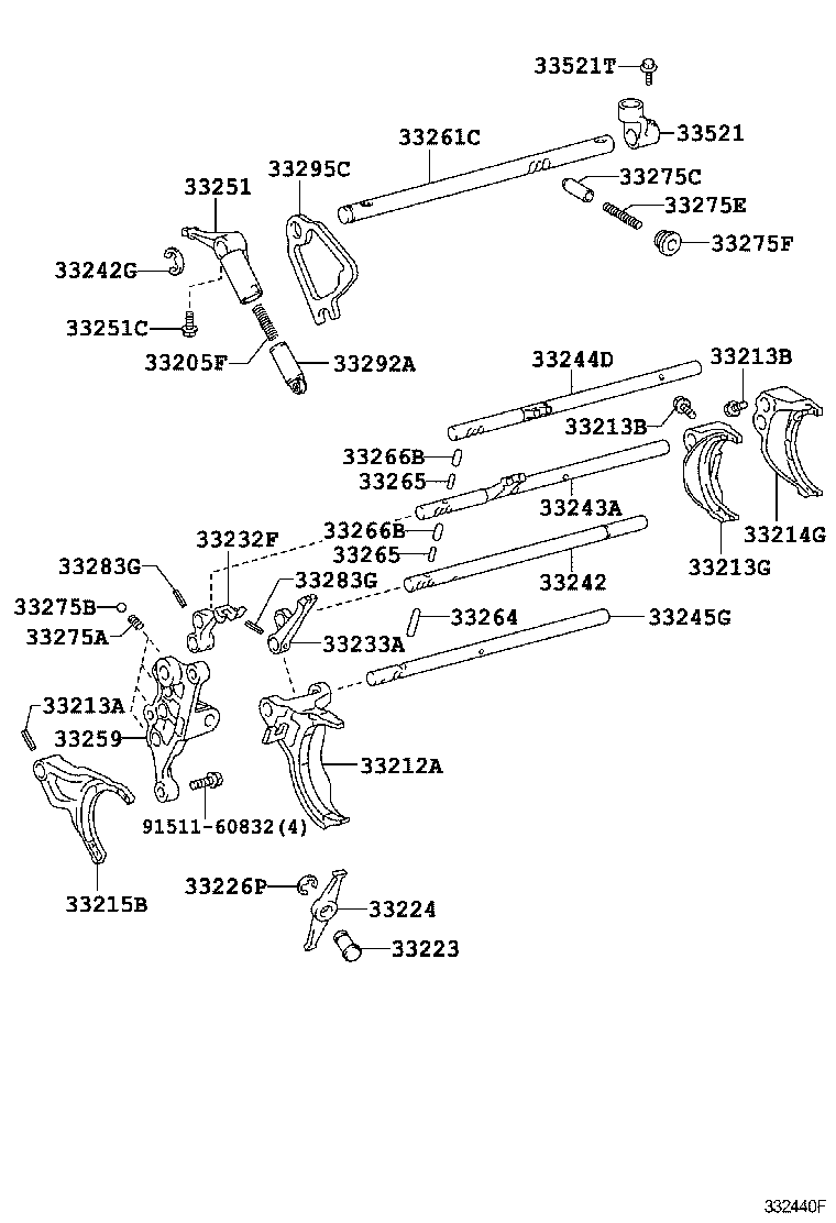 33261-35150 SHAFT, SHIFT & SELECT LEVER product image