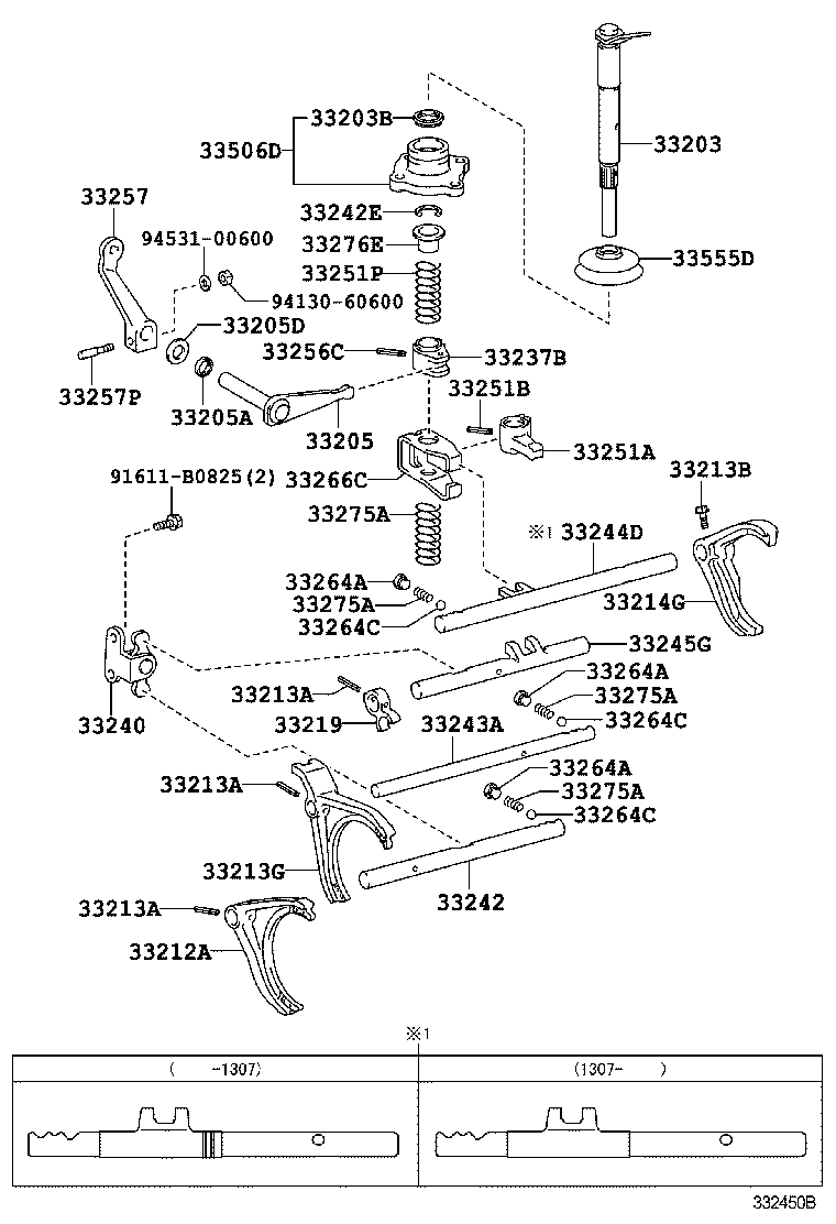 33203-36010 SHAFT SUB-ASSY, SHIFT LEVER, NO.1 product image