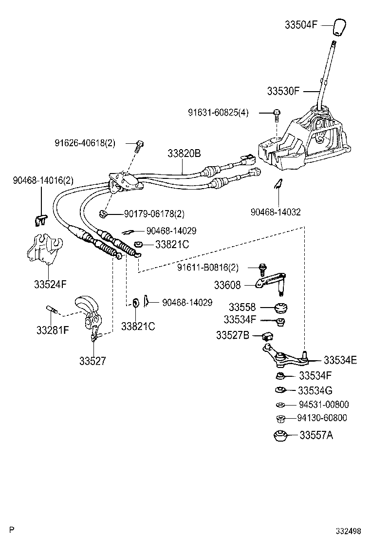 33530-02060 LEVER ASSY, SHIFT (FOR FLOOR SHIFT) product image