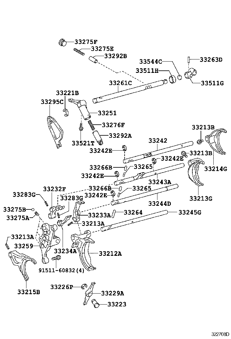 33242-53030 SHAFT, GEAR SHIFT FORK, NO.1 product image