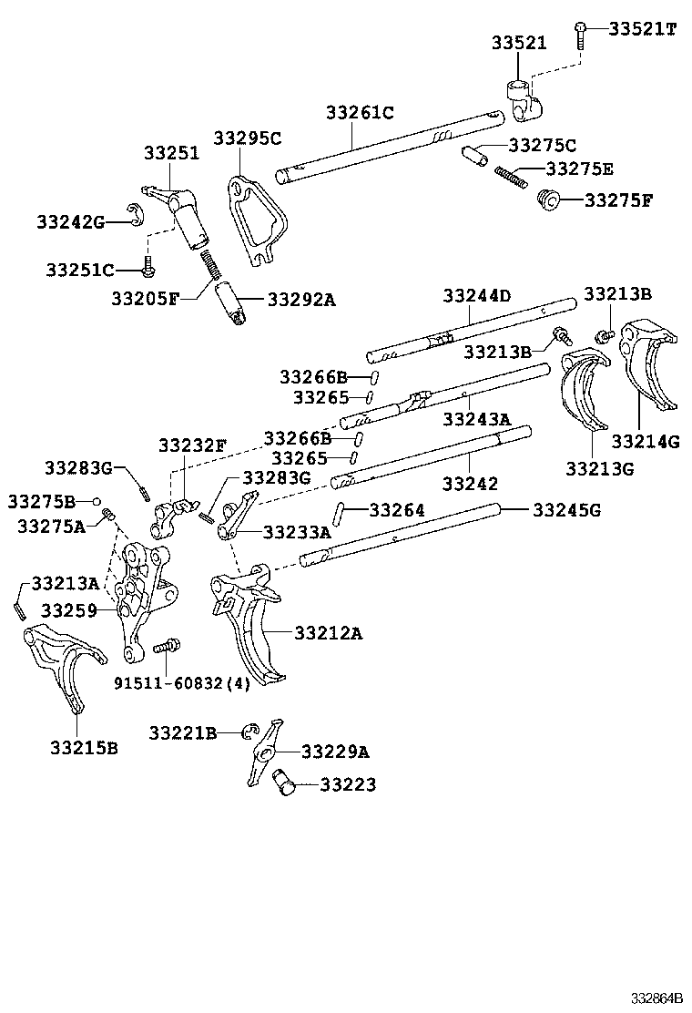 33261-35180 SHAFT, SHIFT & SELECT LEVER product image