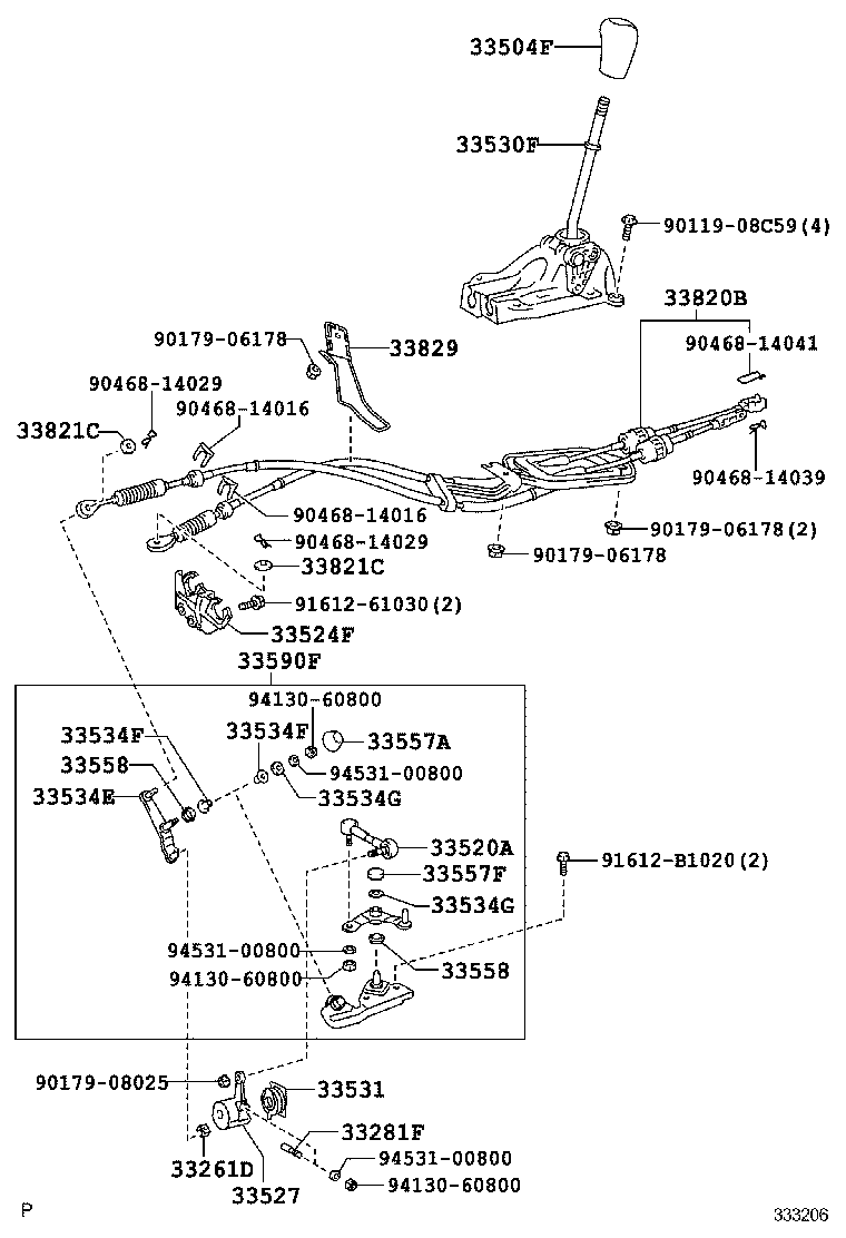 33520-52070 SHAFT ASSY, FLOOR SHIFT CONTROL product image