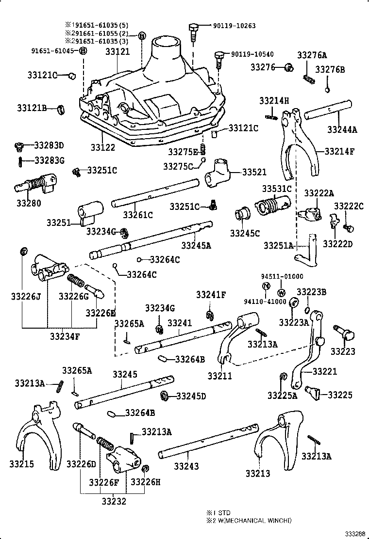 33242-60060 SHAFT, 1ST & 2ND SHIFT FORK product image