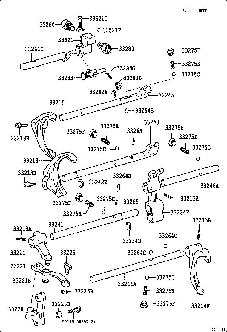 33242-60060 SHAFT, 1ST & 2ND SHIFT FORK product image