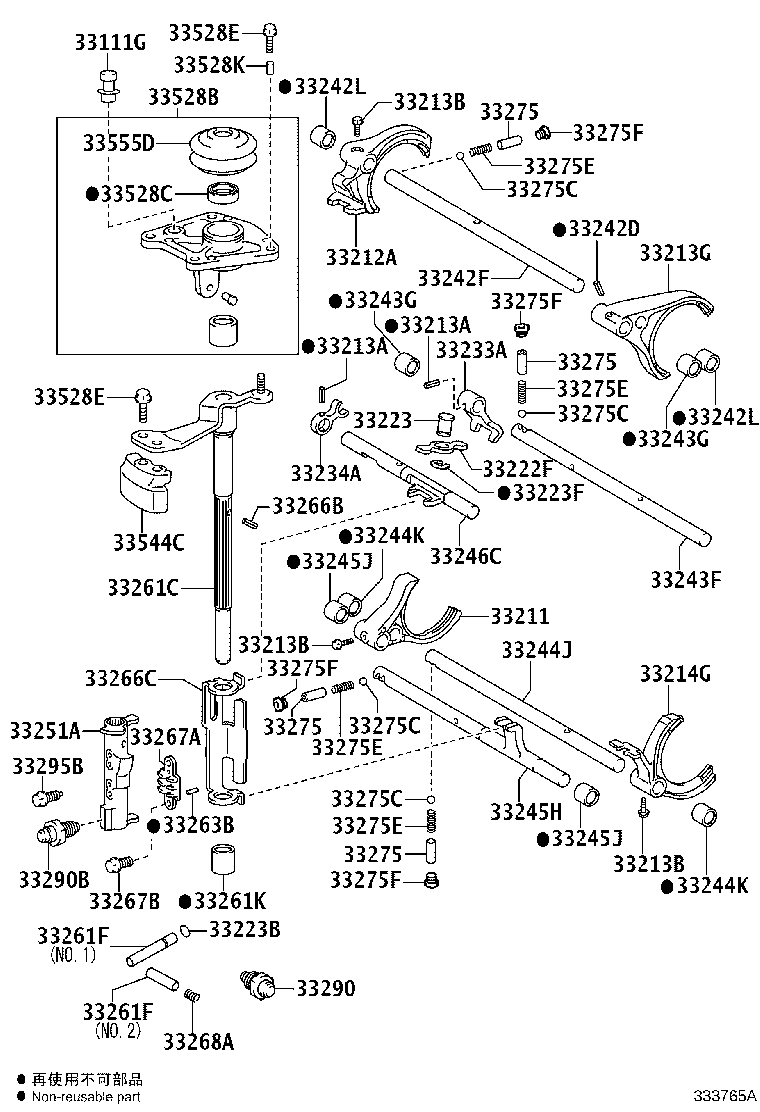 33261-12190 SHAFT, SHIFT & SELECT LEVER product image