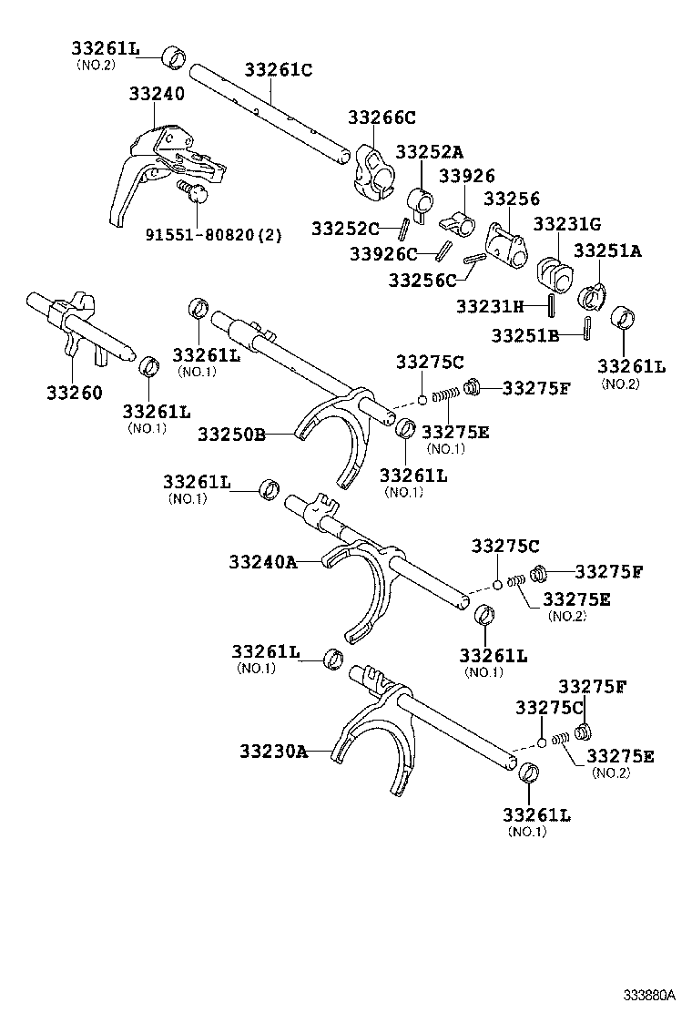 33240-52030 SHAFT ASSY, GEAR SHIFT FORK, NO.2 product image