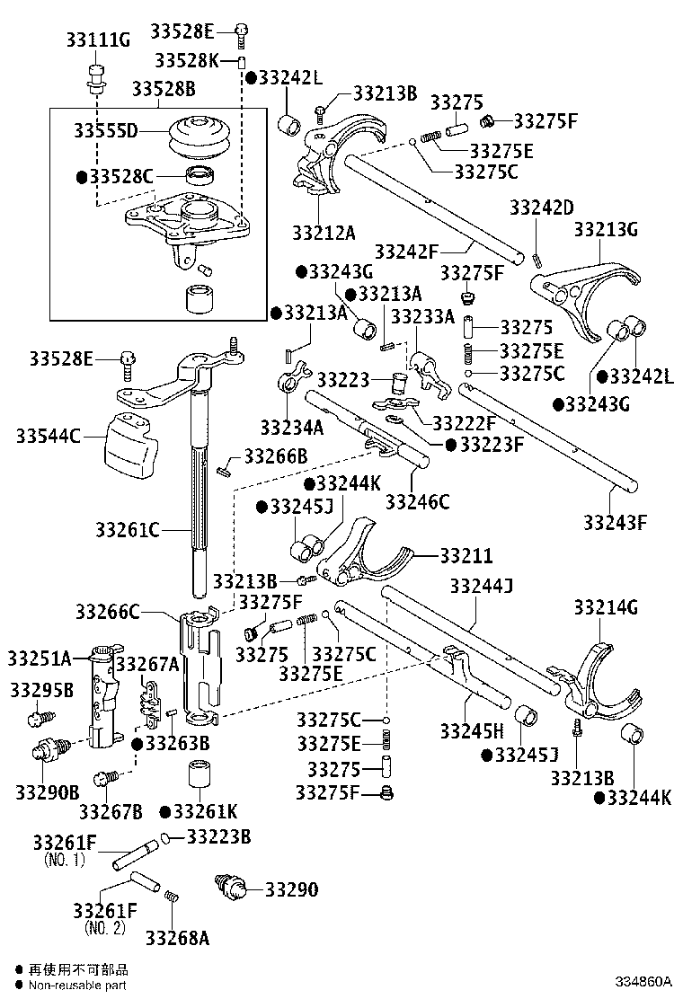 33261-12190 SHAFT, SHIFT & SELECT LEVER product image