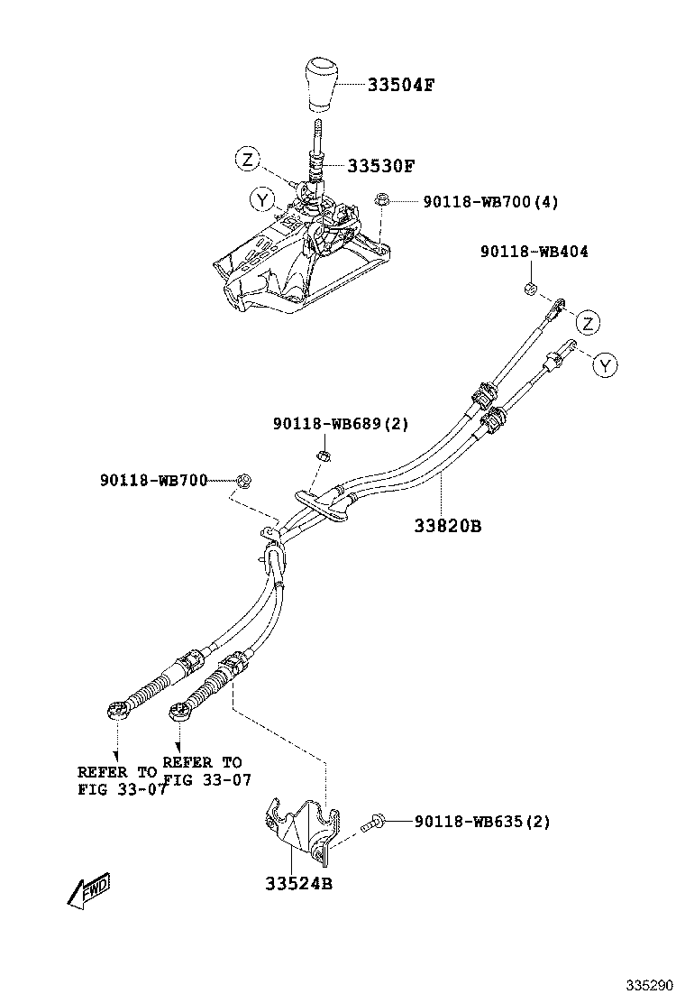 33504-WB003 KNOB SUB-ASSY, SHIFT LEVER product image
