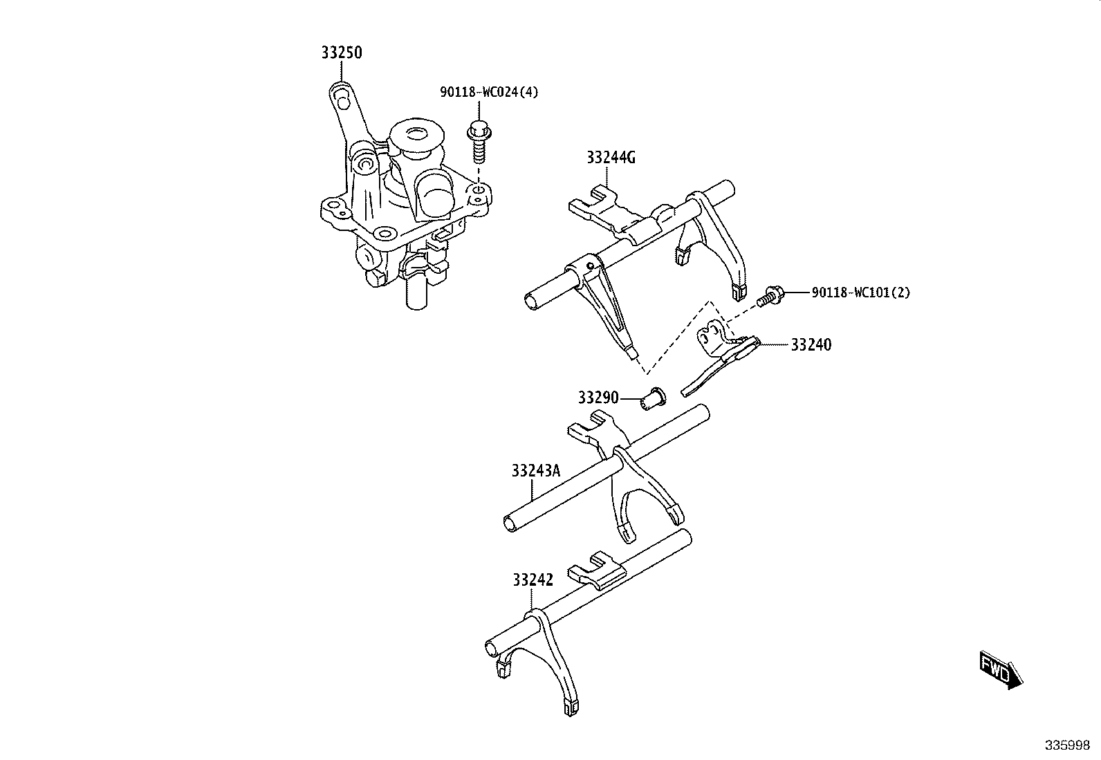 33205-WC002 SHAFT, GEAR SHIFT FORK, NO.1 product image