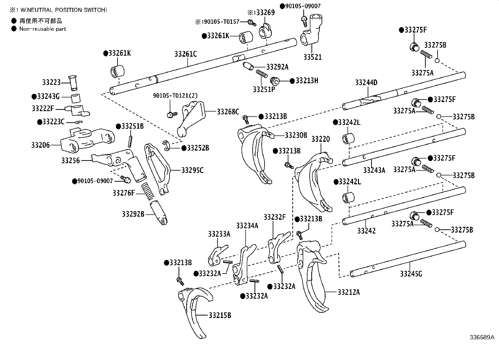 33245-0K052 SHAFT, GEAR SHIFT FORK, NO.4 product image