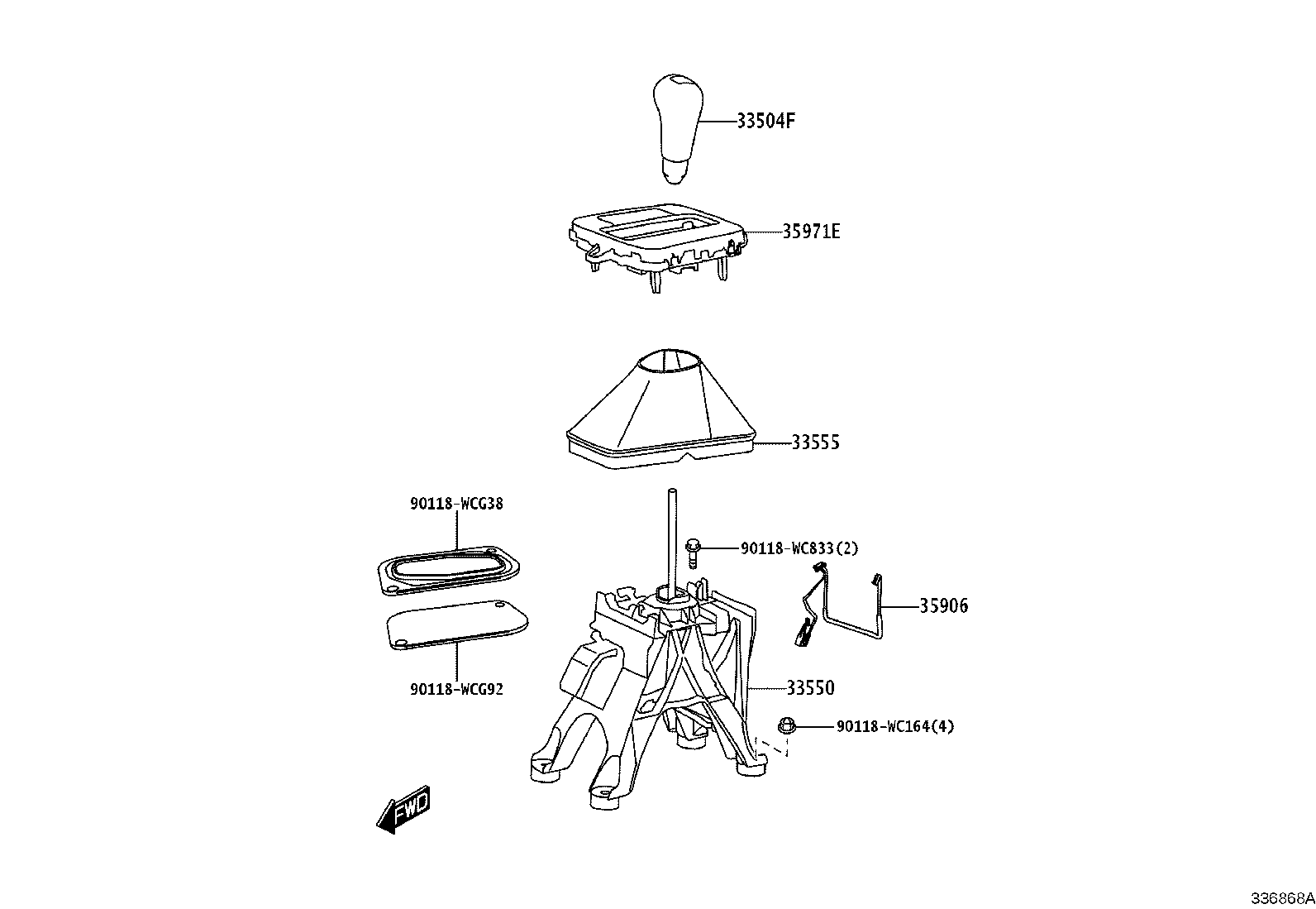 33504-WC015 KNOB SUB-ASSY, SHIFT LEVER product image