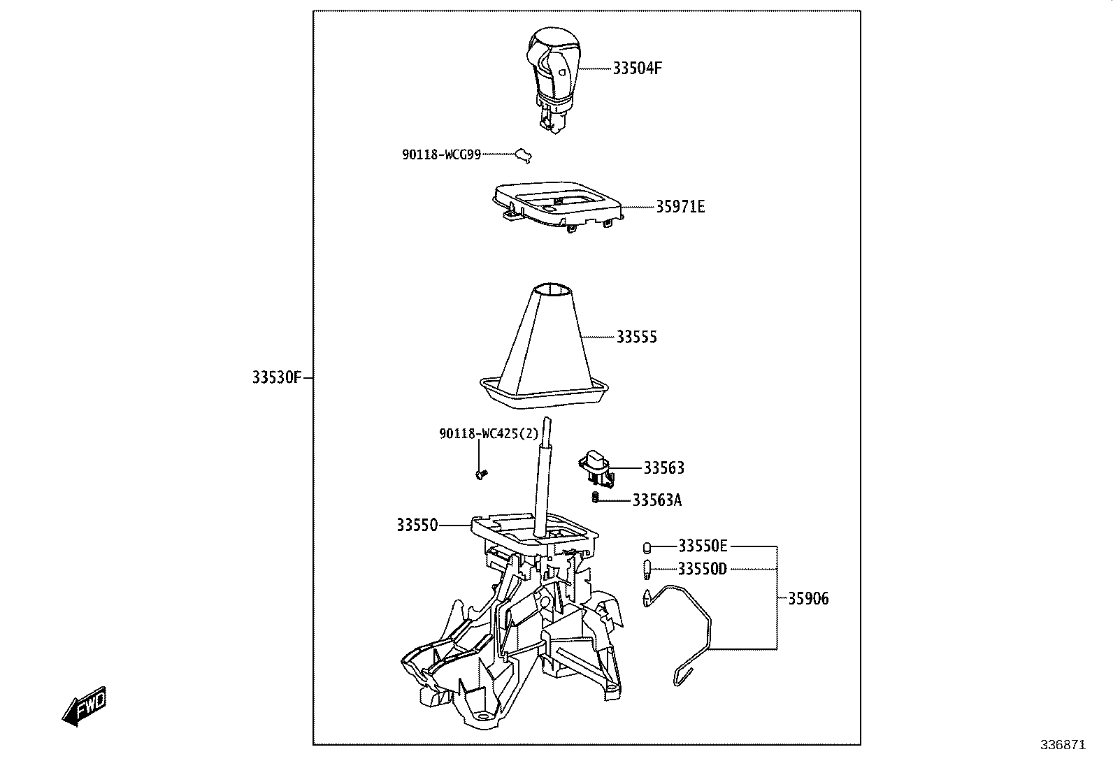 33504-WC011 KNOB SUB-ASSY, SHIFT LEVER product image