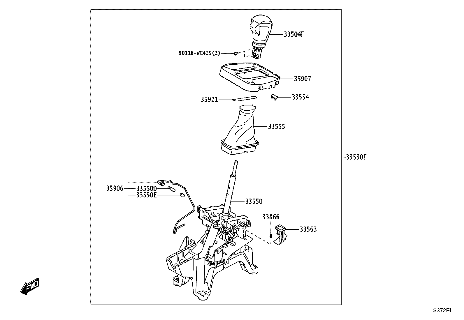 33504-WC018 KNOB SUB-ASSY, SHIFT LEVER product image