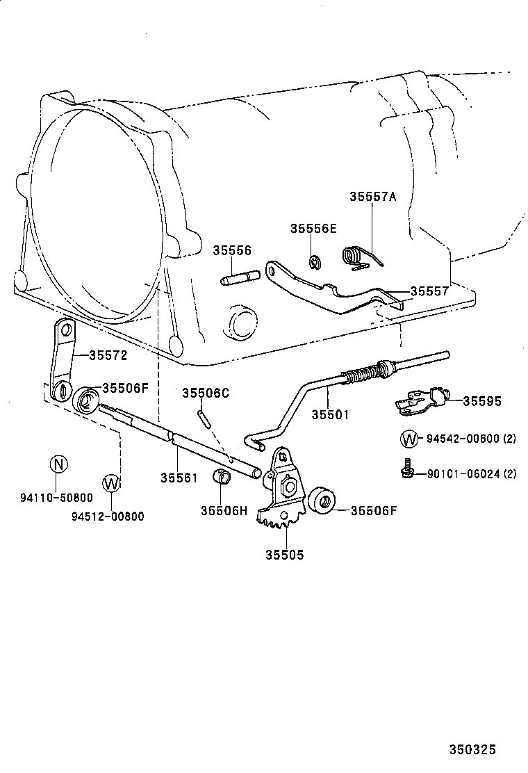 35572-38020 LEVER, TRANSMISSION CONTROL SHAFT, RH product image