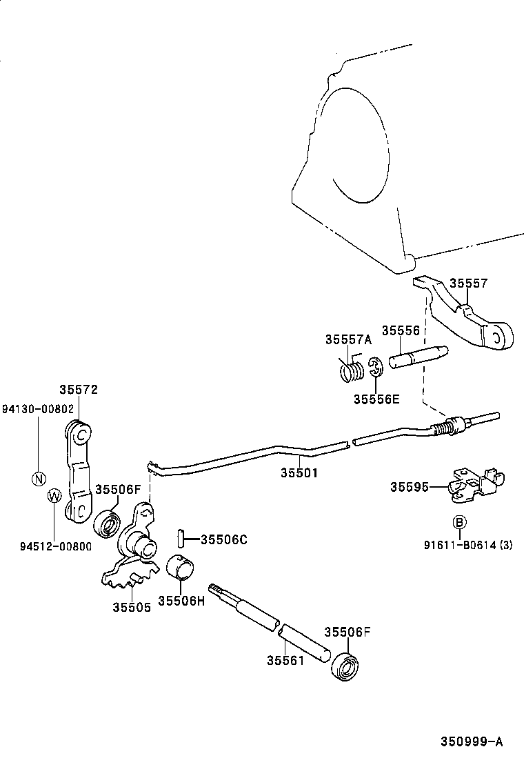 35572-35040 LEVER, TRANSMISSION CONTROL SHAFT, RH product image