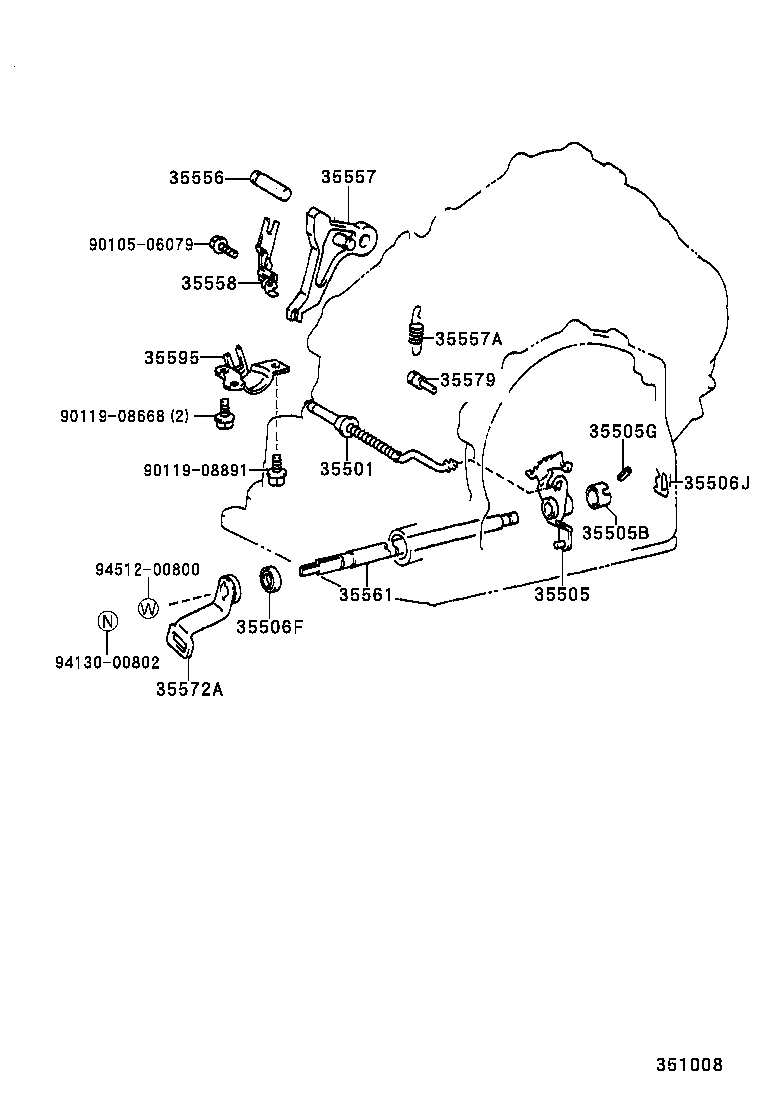35505-44020 LEVER SUB-ASSY, MANUAL VALVE product image