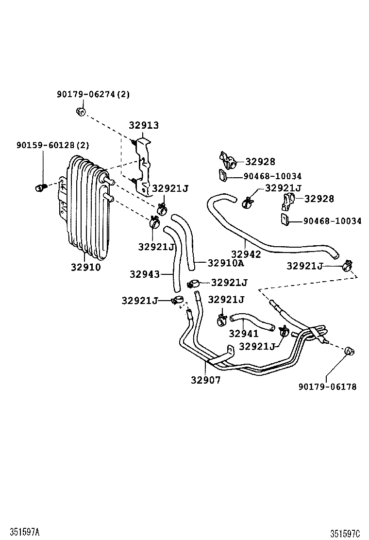 32907-40020 TUBE SUB-ASSY, OIL COOLER OUTLET, NO.2 product image