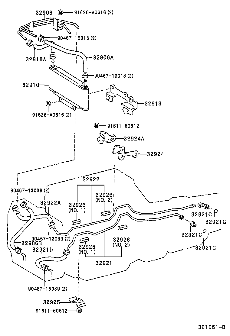 32922-30621 TUBE, OIL COOLER OUTLET, NO.1 product image
