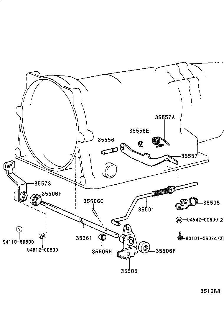 35572-25031 LEVER, TRANSMISSION CONTROL SHAFT, RH product image